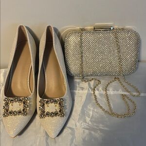 INC International Concepts Silver Clutch the shoes are a sz 9